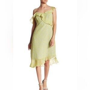 Nanette Lepore Womens Yellow Purple Floral Ruffle Sleeveless Hi-Low Dress Size 8